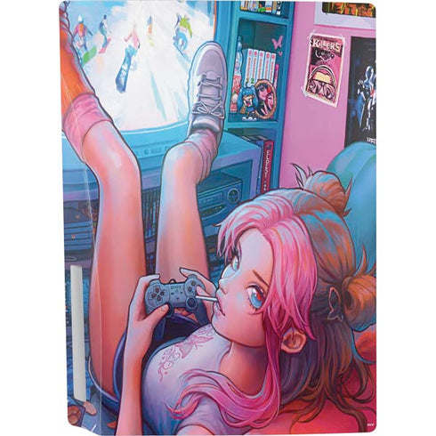 Pink Hair Anime Gamer Girl by Ivy Dolamore PS5 Console Skin